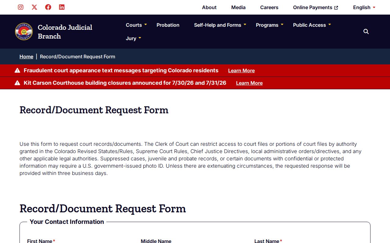 Lincoln County criminal court case record request form