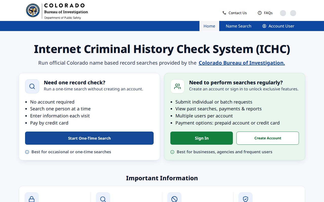 Lincoln County criminal history CBI name search interface