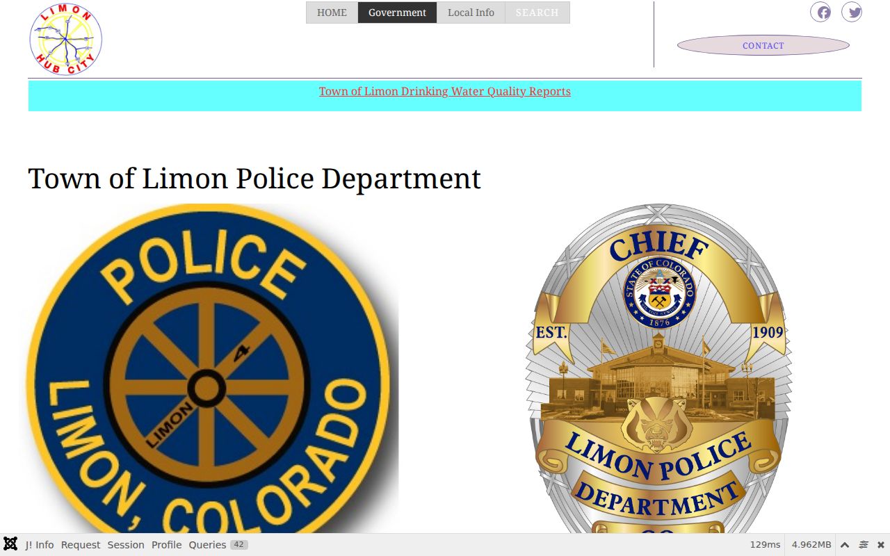 Official Limon Police Department personnel and Town Hall information