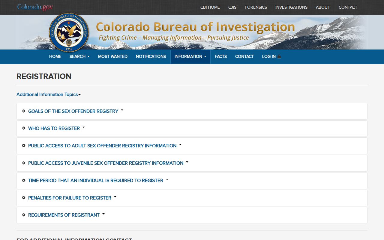 Colorado registry information page describing registration periods and public listing rules